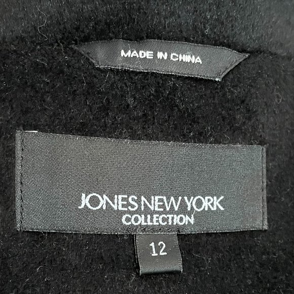 Jones New York Collection Classic Pea Coat EUC Sz 12 Black - Picture 10 of 12